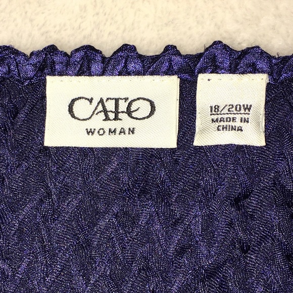 CATO SHINY BLUE LONG SLEEVED TOP WITH WOVEN PATTERN - Picture 4 of 6